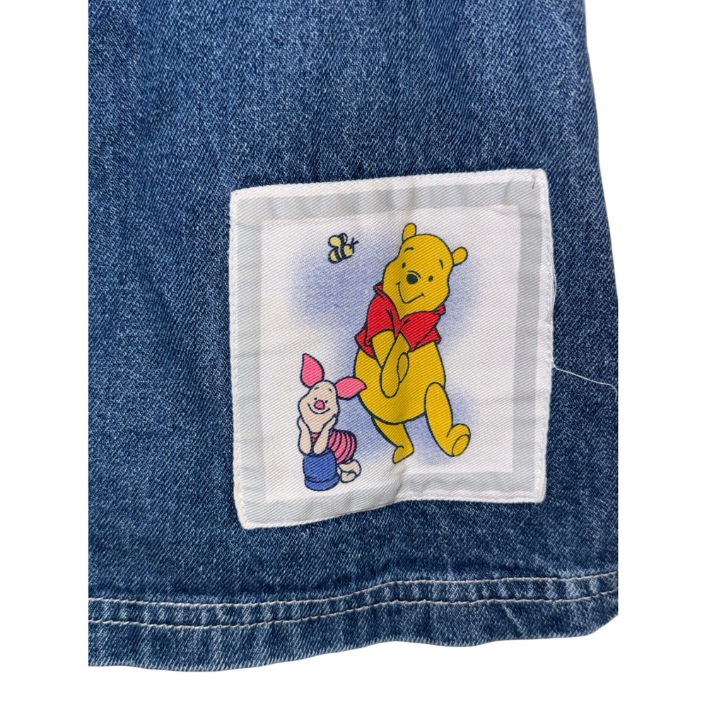 Vintage Disney Winnie the Pooh Denim Jumper Dress Blue Kids 4T Overall Dress - Picture 5 of 6